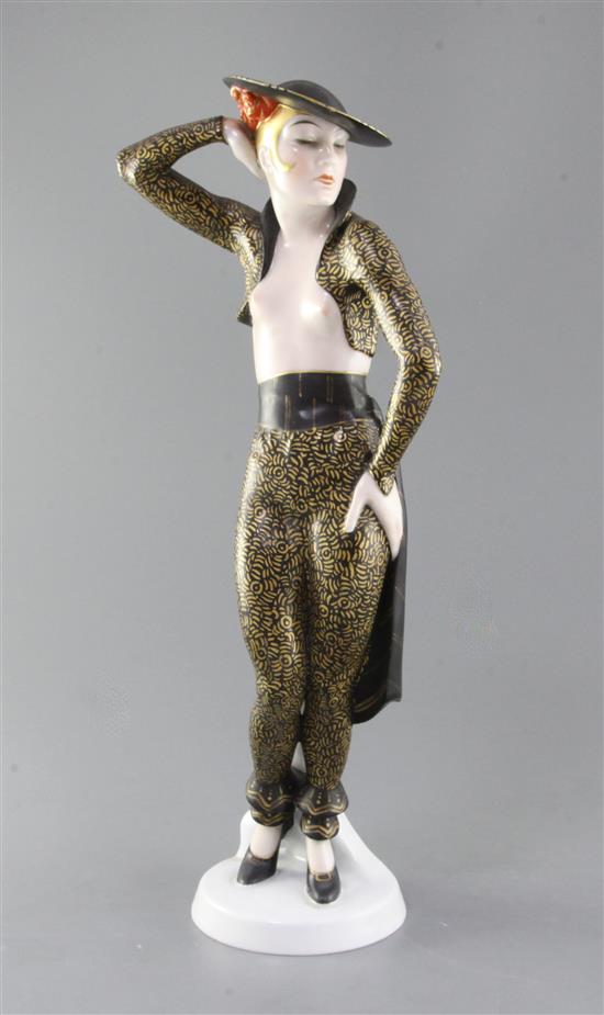 A large Rosenthal Art Deco figure of a Spanish dancing lady, modelled by Scwartzkopff, 41cm